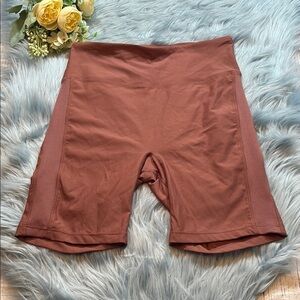 NYLORA Farrah Biker Brown Tan High Rise Shorts sz M